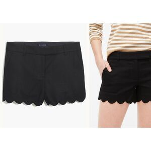 J. CREW FACTORY 4" Linen-Cotton Scalloped Hem Short, Sz 8